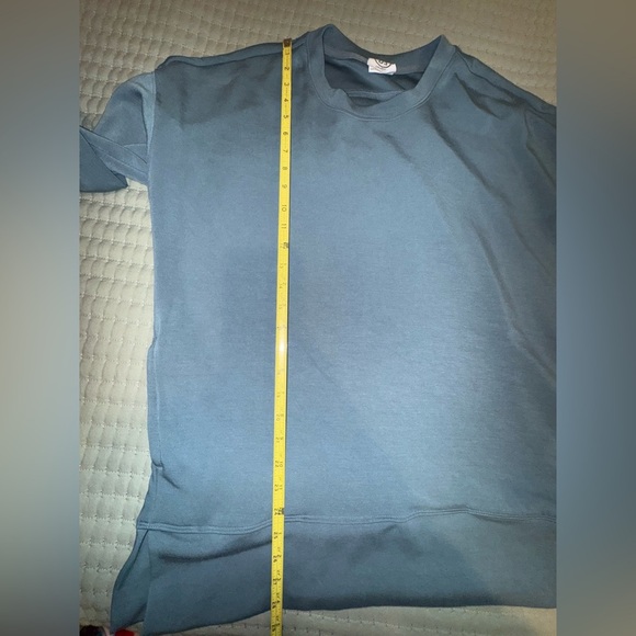 Sage Collective woman’s oversized crew neck teal-ish Blue Sweatshirt Sz L EUC - Picture 7 of 13